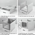 CARLA HOME Foldable Enclosed Cat Litter Box with Scoop - Grey - Plastic - Kitty Litter Tray