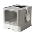 CARLA HOME Foldable Enclosed Cat Litter Box with Scoop - Grey - Plastic - Kitty Litter Tray