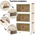 CARLA HOME 3 Tier Stackable Storage Cabinet with Wheels White - Storage Box - Plastic