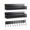 CARLA HOME 3 Pack Magnetic Spice Rack for Fridge Kitchen with Hook Bar