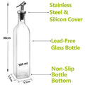 CARLA HOME 4 Pack Glass Oil Dispenser Bottle 500ml Transparent Kitchen