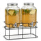 CARLA HOME 2 Pack Glass Drink Dispensers with Juice Pot Stand - 4L