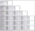 CARLA HOME 18-Pack Shoe Storage Boxes - Clear Stackable - White - Shoe Box Storage
