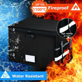 CARLA HOME Fireproof Document Box with Lock - Collapsible Black - Glass Fiber - Reflective Strip Design