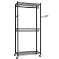 CARLA HOME Double Rail Garment Rack with Shelves - Rolling - Portable Wardrobe