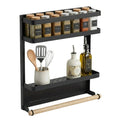CARLA HOME Magnetic Refrigerator Spice Rack - 2 Tier Fridge Organiser - Black