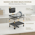 CARLA HOME Dish Drying Rack with Drainboard & Utensil Holder for Kitchen (Black)