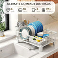 CARLA HOME Dish Drying Rack with Drainboard & Utensil Holder for Kitchen (White)