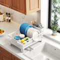 CARLA HOME Dish Drying Rack with Drainboard & Utensil Holder for Kitchen (White)