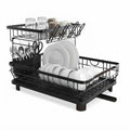 CARLA HOME 2 tier Dish Drying Rack with Drainboard & Utensil Holder for Kitchen (Black)