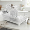CARLA HOME 2 tier Dish Drying Rack with Drainboard & Utensil Holder for Kitchen (White)