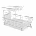CARLA HOME 2 tier Dish Drying Rack with Drainboard & Utensil Holder for Kitchen (White)