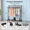 CARLA HOME Double Rod Clothes Rack with Wheels, Metal, Portable Wardrobe Rack