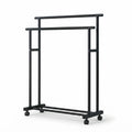 CARLA HOME Double Rod Clothes Rack with Wheels, Metal, Portable Wardrobe Rack