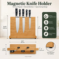 CARLA HOME Magnetic Knife Block, Bamboo Double Sided Holder up to 30cm Knives Kitchen