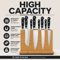 CARLA HOME Magnetic Knife Block, Bamboo Double Sided Holder up to 30cm Knives Kitchen
