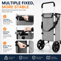 CARLA HOME Foldable Shopping Trolley, Aluminium Cart, 45L, Waterproof, Grey