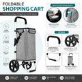 CARLA HOME Foldable Shopping Trolley, Aluminium Cart, 45L, Waterproof, Grey