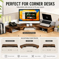 CARLA HOME Dual Monitor Stand Riser, Adjustable Length and Angle, Brown