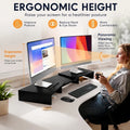 CARLA HOME Dual Monitor Stand Riser, Adjustable Length and Angle, Black