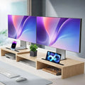CARLA HOME Dual Monitor Stand Riser, Adjustable Length and Angle, Beige