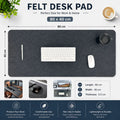 CARLA HOME Felt Desk Mat, Large Mouse Pad 80x40cm, Grey Cotton Linen Fabric
