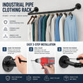 CARLA HOME Industrial Pipe Wall Clothes Rack, 92cm Bar Garment Rack