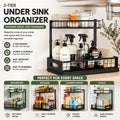 CARLA HOME Under Sink Organiser 2-Pack - Sliding Drawer - Black - Adjustable Under Sink Organiser