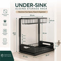CARLA HOME Under Sink Organiser 2-Pack - Sliding Drawer - Black - Adjustable Under Sink Organiser