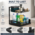 CARLA HOME Under Sink Organiser 2-Pack - Sliding Drawer - Black - Adjustable Under Sink Organiser