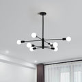 Modern Sputnik Chandelier, 8 Light, Black