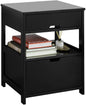 Black Bedside Table with 2 Drawers
