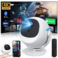White 5G 4K Smart LED Projector in Black with Bluetooth and WiFi for Home Theater