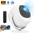 White 5G 4K Smart LED Projector in Black with Bluetooth and WiFi for Home Theater