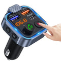 Bluetooth 5.0 FM Transmitter Car Adapter with PD 20W Fast Charger and Dual USB Ports in Black