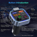 Bluetooth 5.0 FM Transmitter Car Adapter with PD 20W Fast Charger and Dual USB Ports in Black