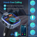 Bluetooth 5.0 FM Transmitter Car Adapter with PD 20W Fast Charger and Dual USB Ports in Black