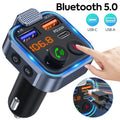 Bluetooth 5.0 FM Transmitter Car Adapter with PD 20W Fast Charger and Dual USB Ports in Black
