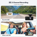 4K 3 Channel Dash Cam with 5G WiFi, Front, Rear, and Inside Recording, Free 64GB SD Card