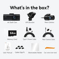 4K Dash Camera with Touch Screen, Black, Front and Rear, 64GB Card Included