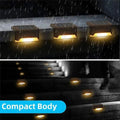 Multicoloured warm Solar LED Deck Lights - 4-Pack Warm White Outdoor Pathway and Stair Lamps, Black, IP65 Waterproof