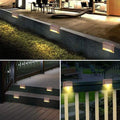 Multicoloured warm Solar LED Deck Lights - 4-Pack Warm White Outdoor Pathway and Stair Lamps, Black, IP65 Waterproof