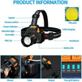 USB Rechargeable Black T6 LED Headlamp with Motion Sensor for Outdoor Camping and Fishing
