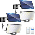 238LED Solar Powered Motion Sensor Flood Light in Black for Outdoor Security