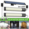 Solar Powered LED Motion Sensor Wall Light, Black, 2000LM, IP65, 3 Modes