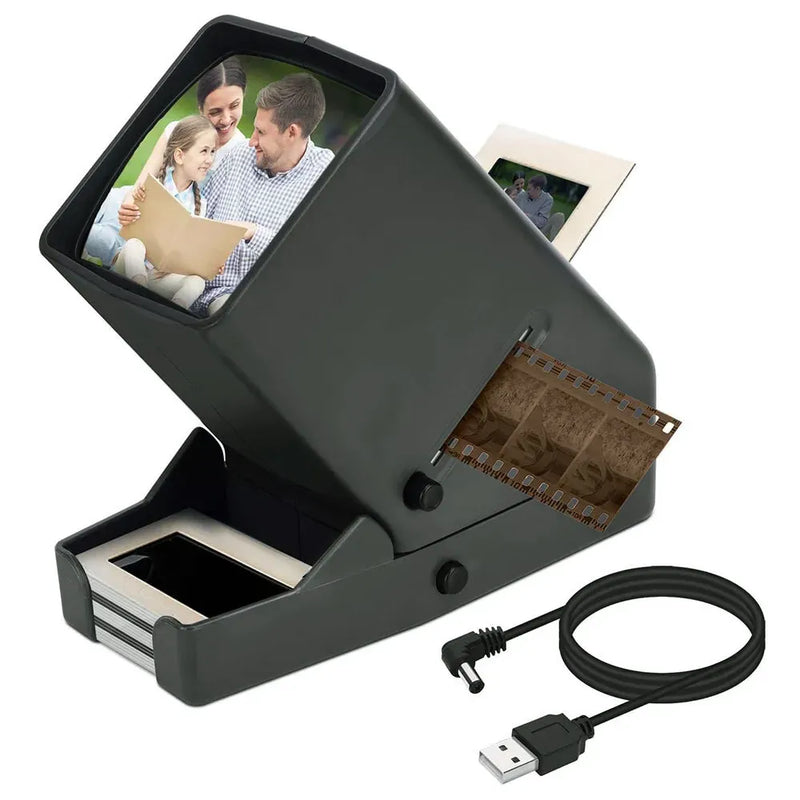 Photography Slide Viewer with 3X Magnification, Black, Desktop Design