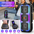 Portable Black Wireless Bluetooth Speaker with Dual Stereo Subwoofer and RGB Lights