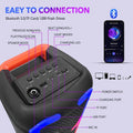 Portable Black Wireless Bluetooth Speaker with Dual Stereo Subwoofer and RGB Lights