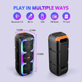 Portable Black Wireless Bluetooth Speaker with Dual Stereo Subwoofer and RGB Lights