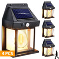 4 Pack Black Solar Wall Light with Motion Sensor and 3 Lighting Modes - 4x